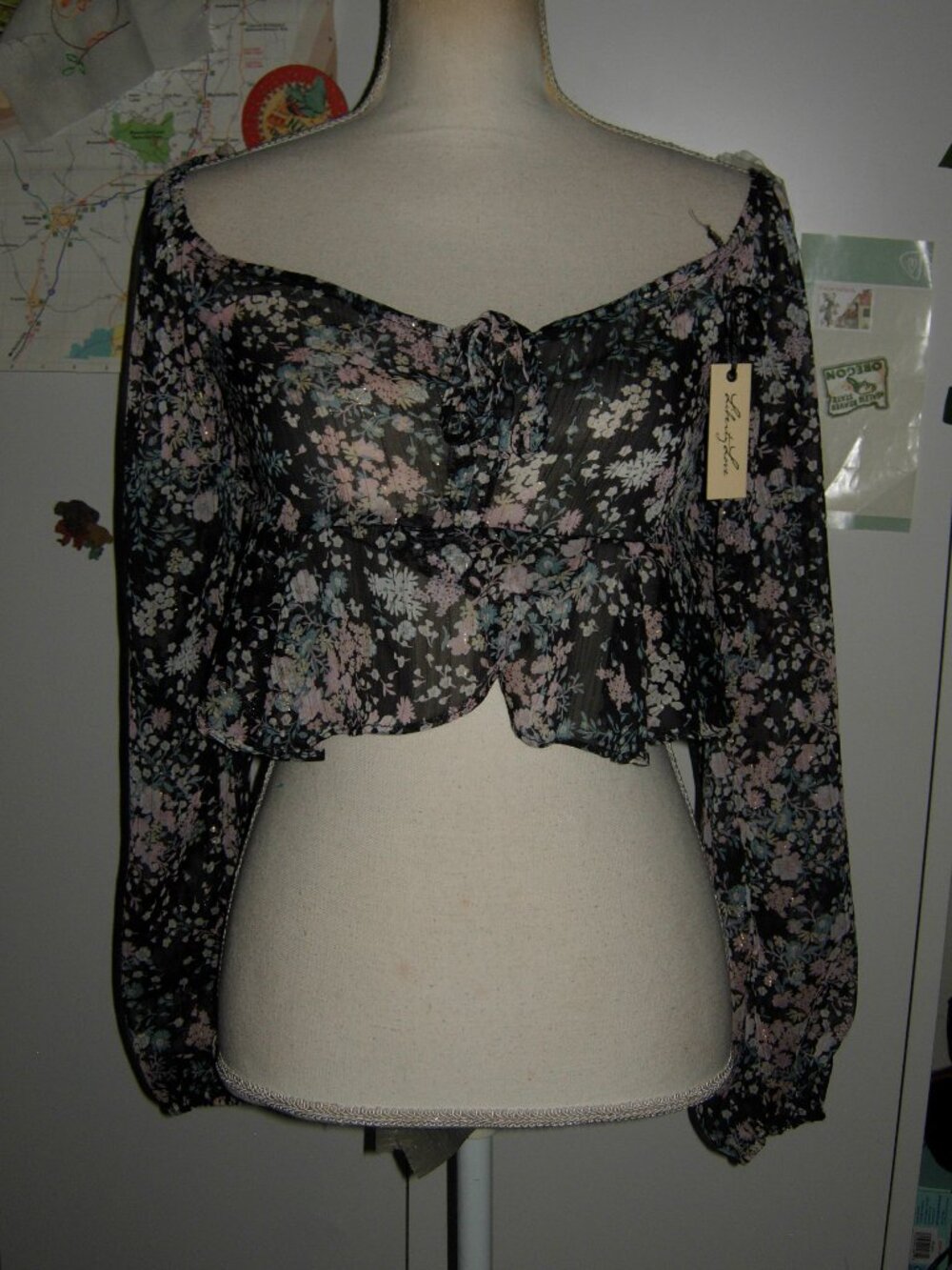 Liberty Love Floral Sheer BOHO Top L